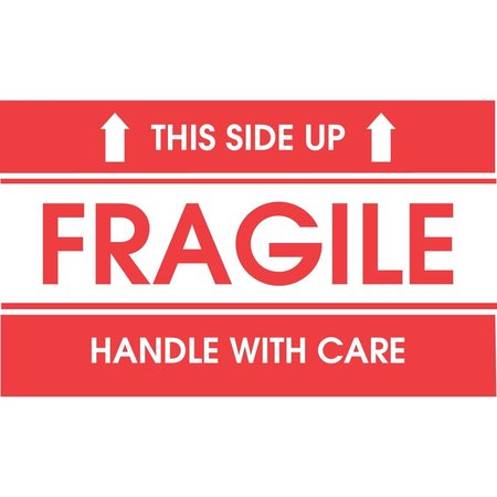 Decker Tape Products Label, DL1772, FRAGILE THIS SIDE UP HANDLE WITH CARE, 3" X 5" DL1772